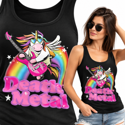 TANK TOP DAMSKI HORROR UNICORN ROCK GIFT